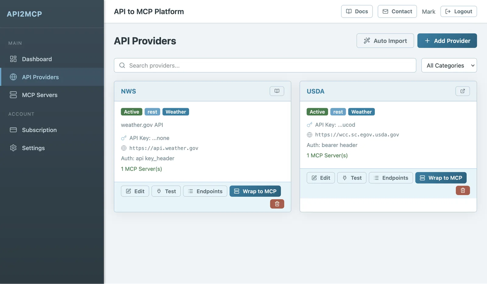 API2MCP API providers