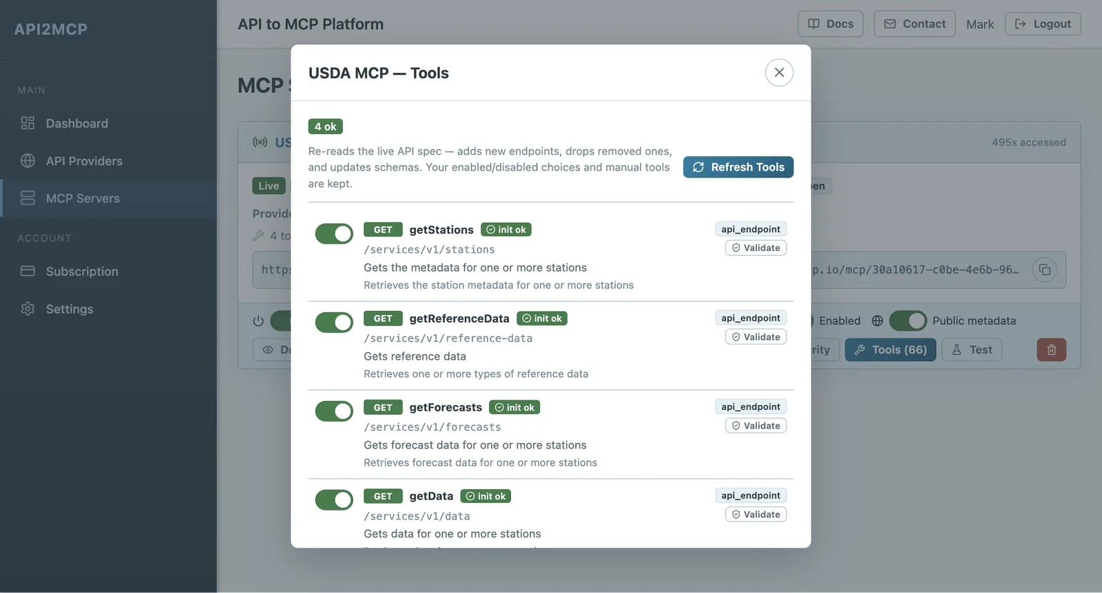 API2MCP auto-generated MCP tools