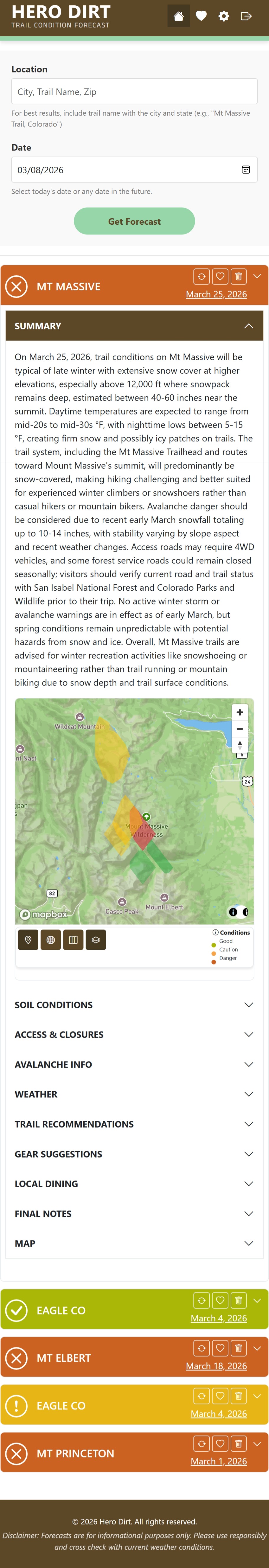 TrailForecast Forecast Detail