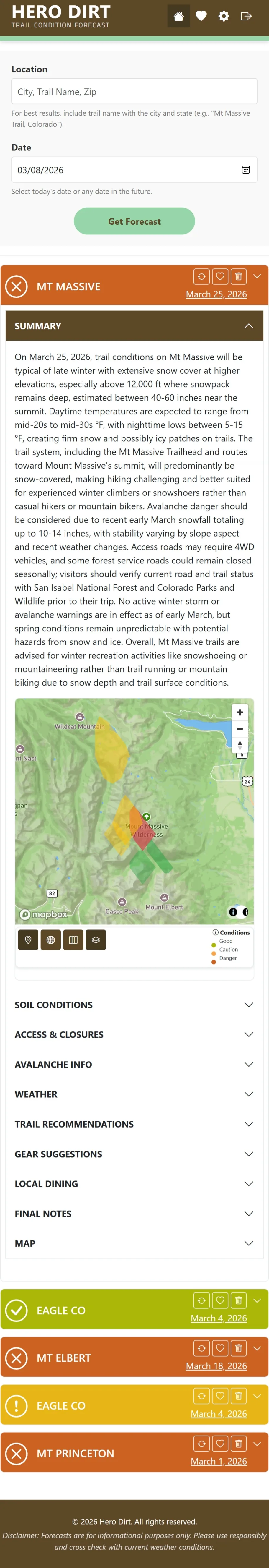 TrailForecast Forecast Detail